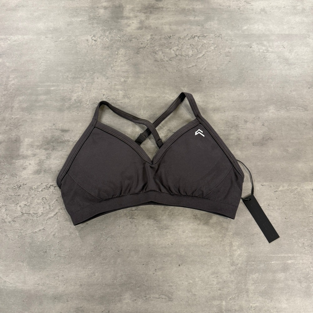 Oner Active Sports Bra Womens XL Enhance Lift Seamless Strappy Coal Black NEW